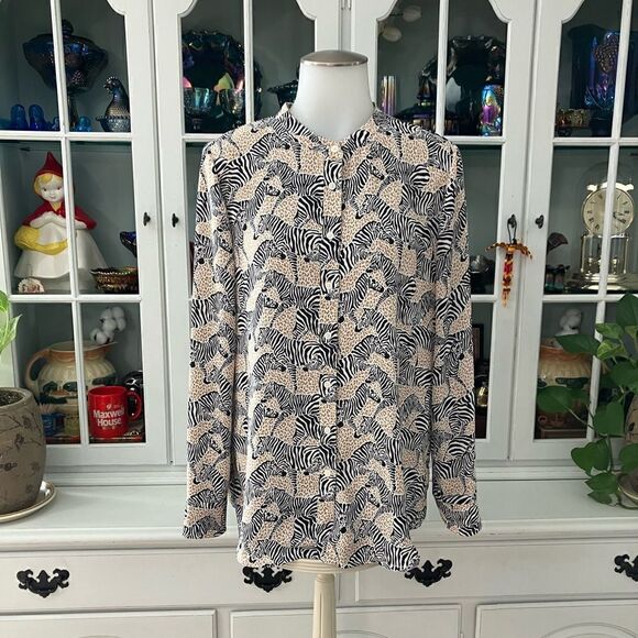 J. Crew Zebra 🦓 Print Blouse Sz XS - Picture 3 of 9